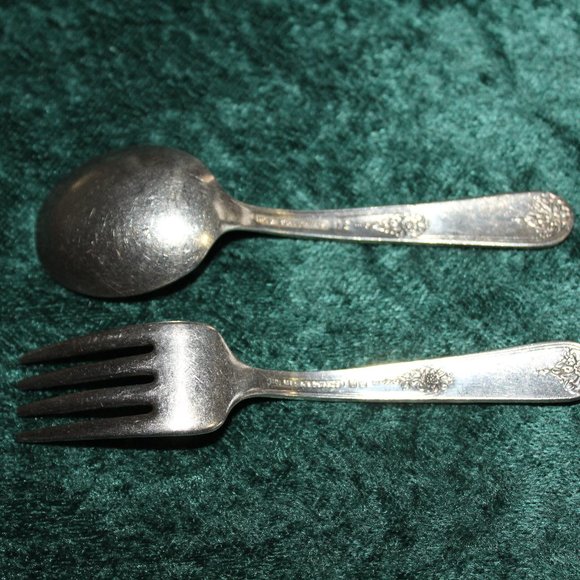 Youth Pattern 1940's Baby Set - Silver Plate Baby Fork Spoon Holmes & Edwards - Picture 2 of 4
